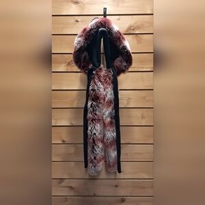 Faux Fur Hooded Scarf - Multicolor